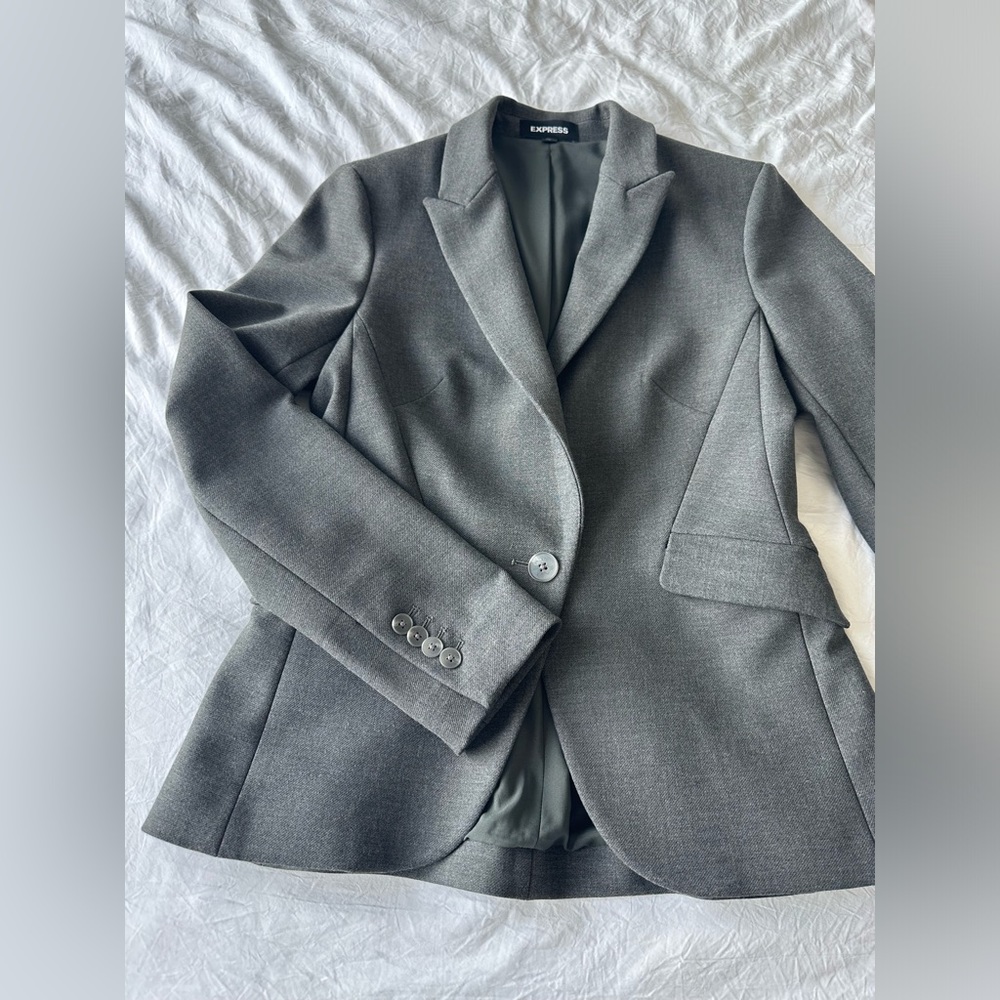 Express Editor One Button Blazer - Heather Gray, … - image 1